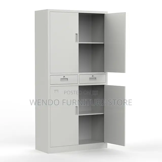 Office Cabinet; Four Doors Steel Gray Office Files Locks Cabinet