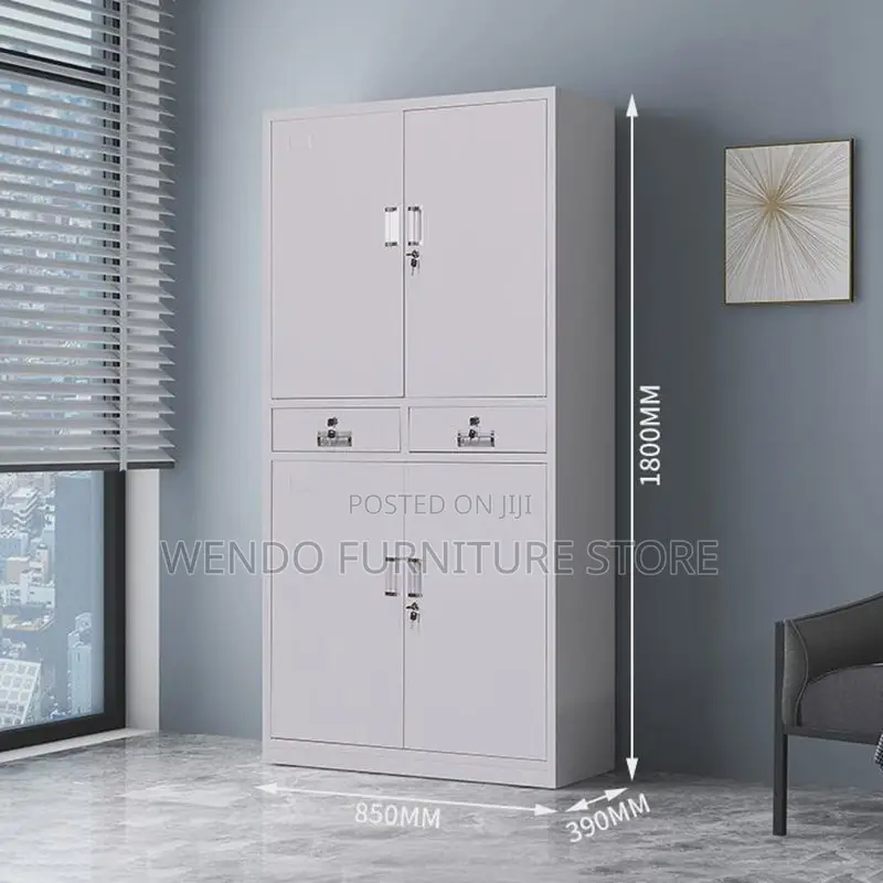 Office Cabinet; Four Doors Steel Gray Office Files Locks Cabinet