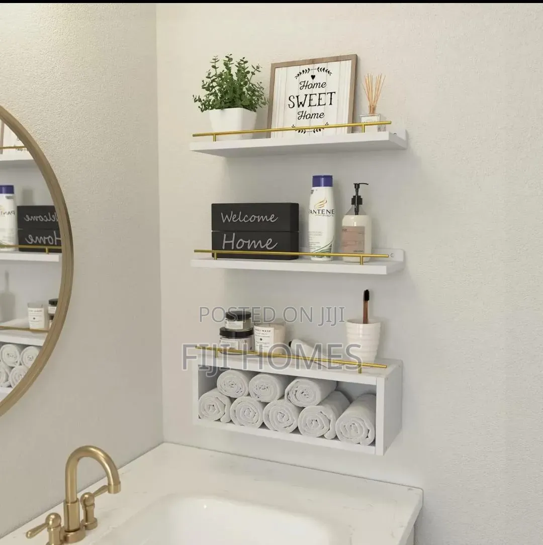 Solid Pine Wood Bathroom Floating Shelves | 3 Tier | 40cm