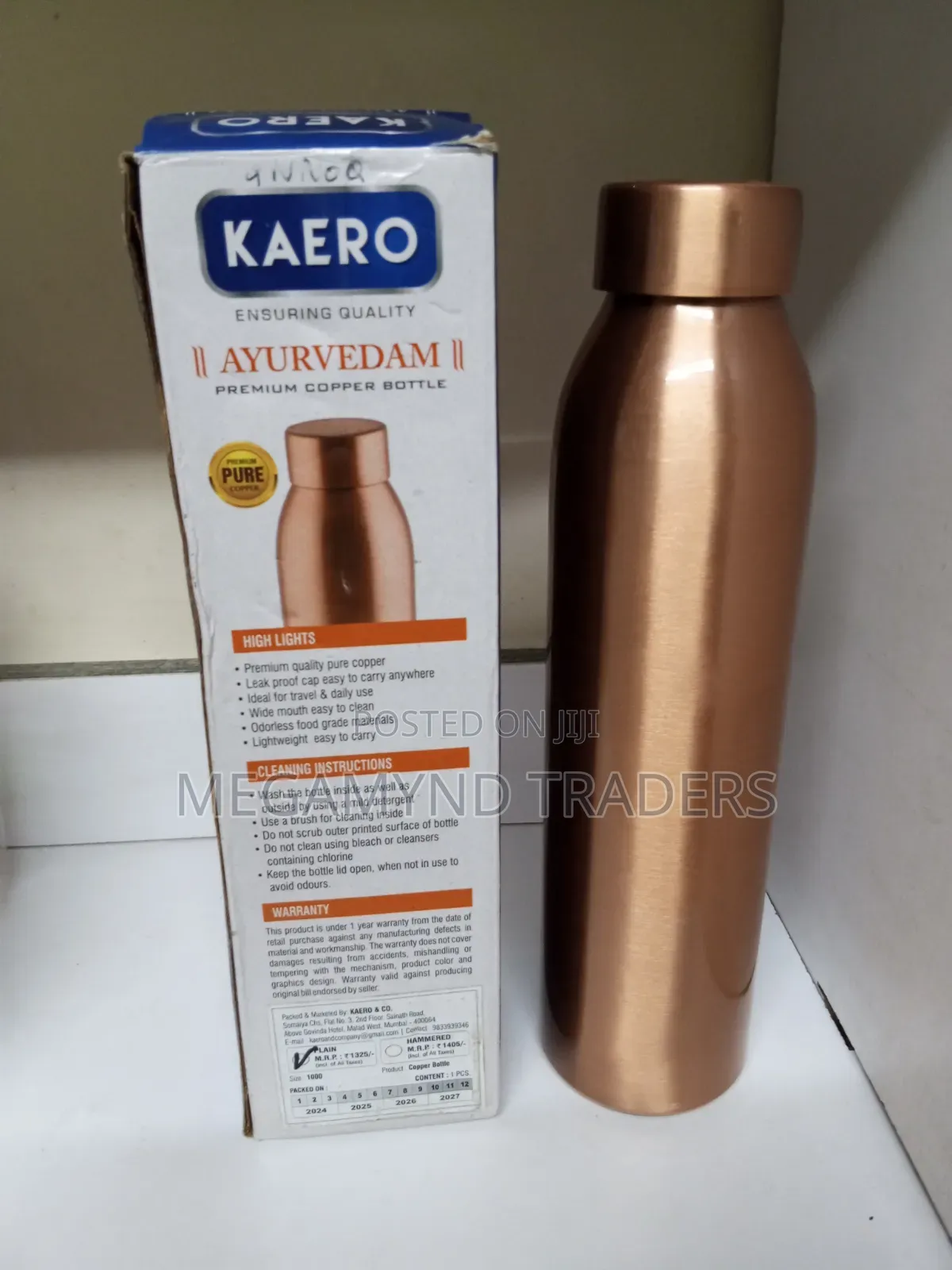 1LTR Copper Bottle / Pure Copper Bottle
