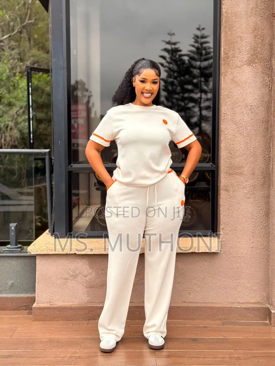 Designer (Hermès )Two-Piece Wide-Leg Lounge Set (M-Xl)