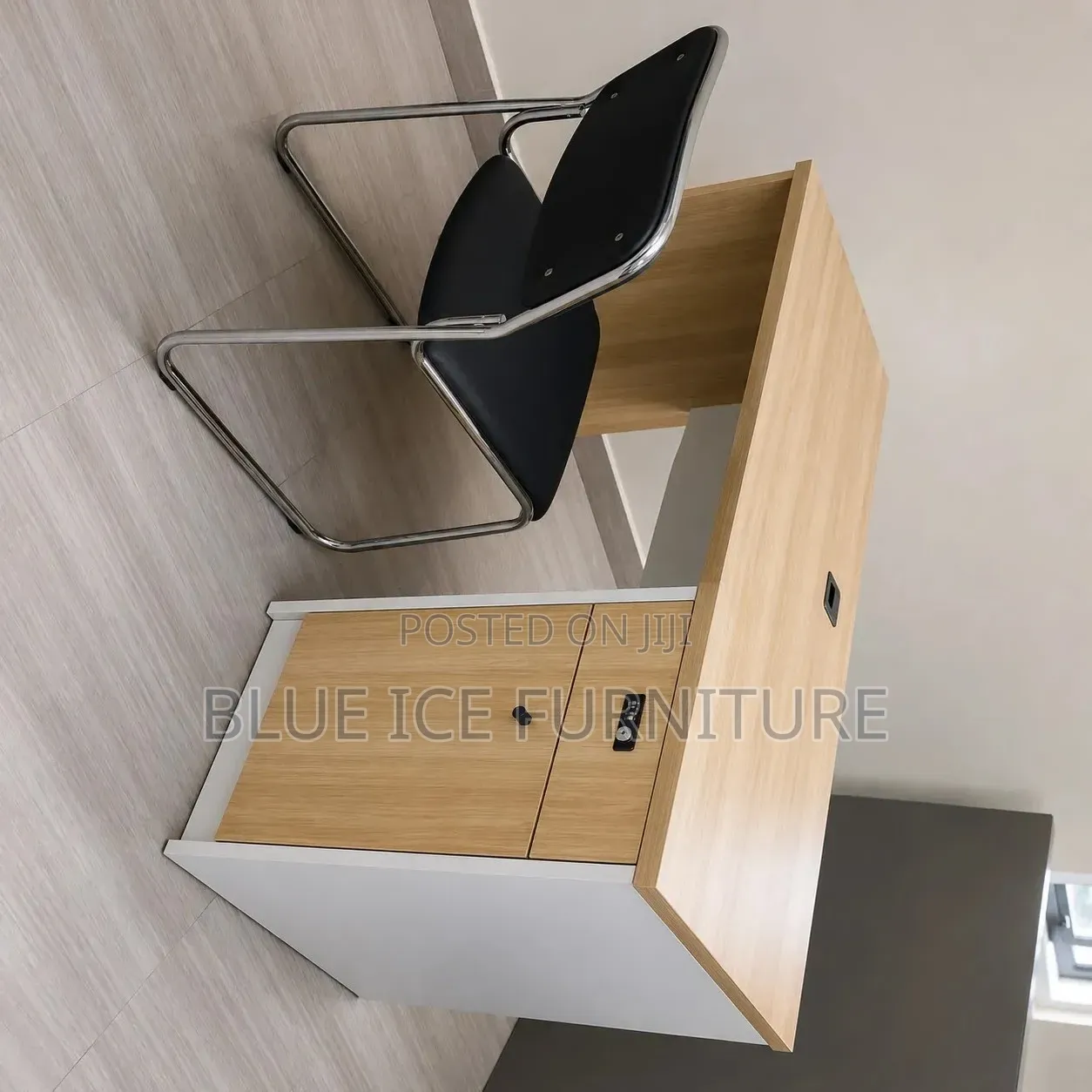 Durable Office Desk Set With Lockable Drawer and Metal Frame Chair