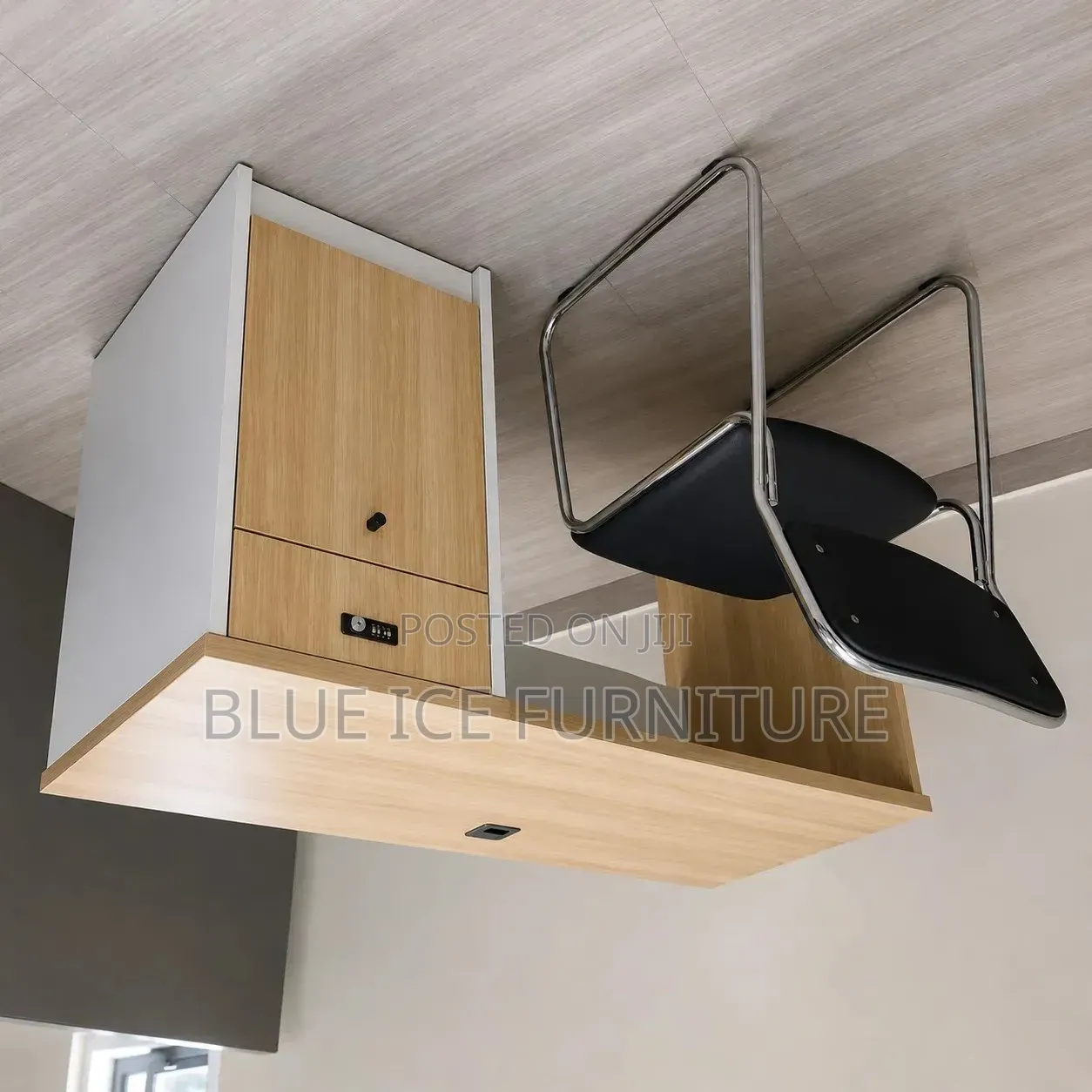 Durable Office Desk Set With Lockable Drawer and Metal Frame Chair