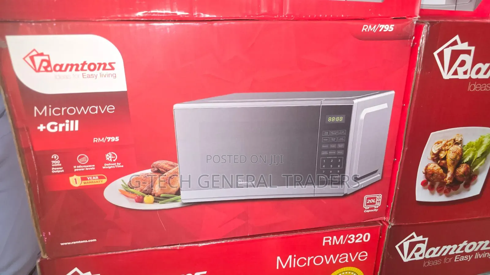 Ramtons 20 Liters Microwave Oven With Grill + Mirror Finish - Rm/795