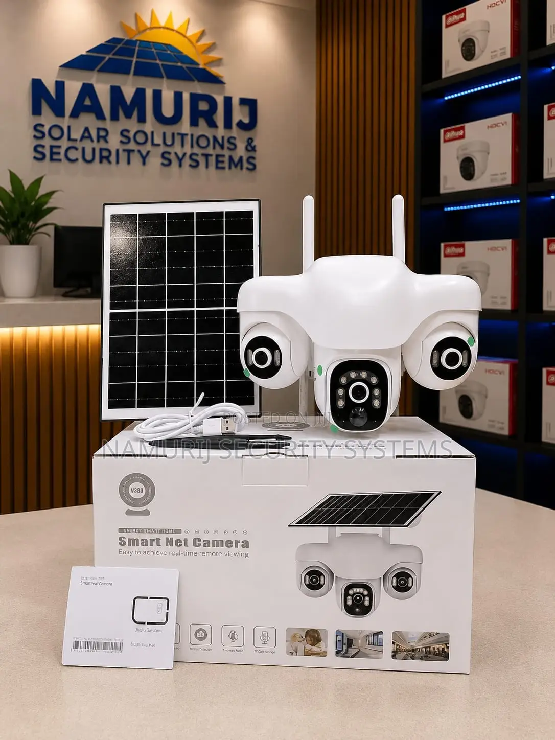 V380 3-Lens Solar CCTV Camera | Outdoor Wireless Security Camera