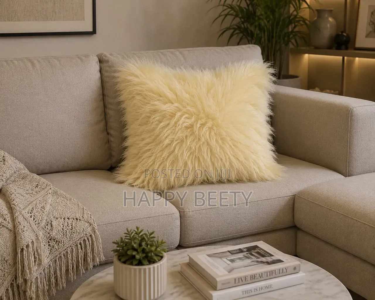 Simple Imitation Wool Plush Cushion Pillow Cover,