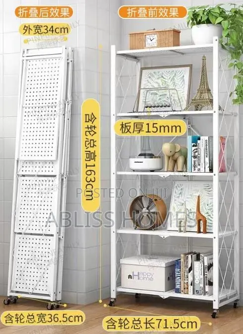 5 Tier Foldable Movable Metallic Storage Rack