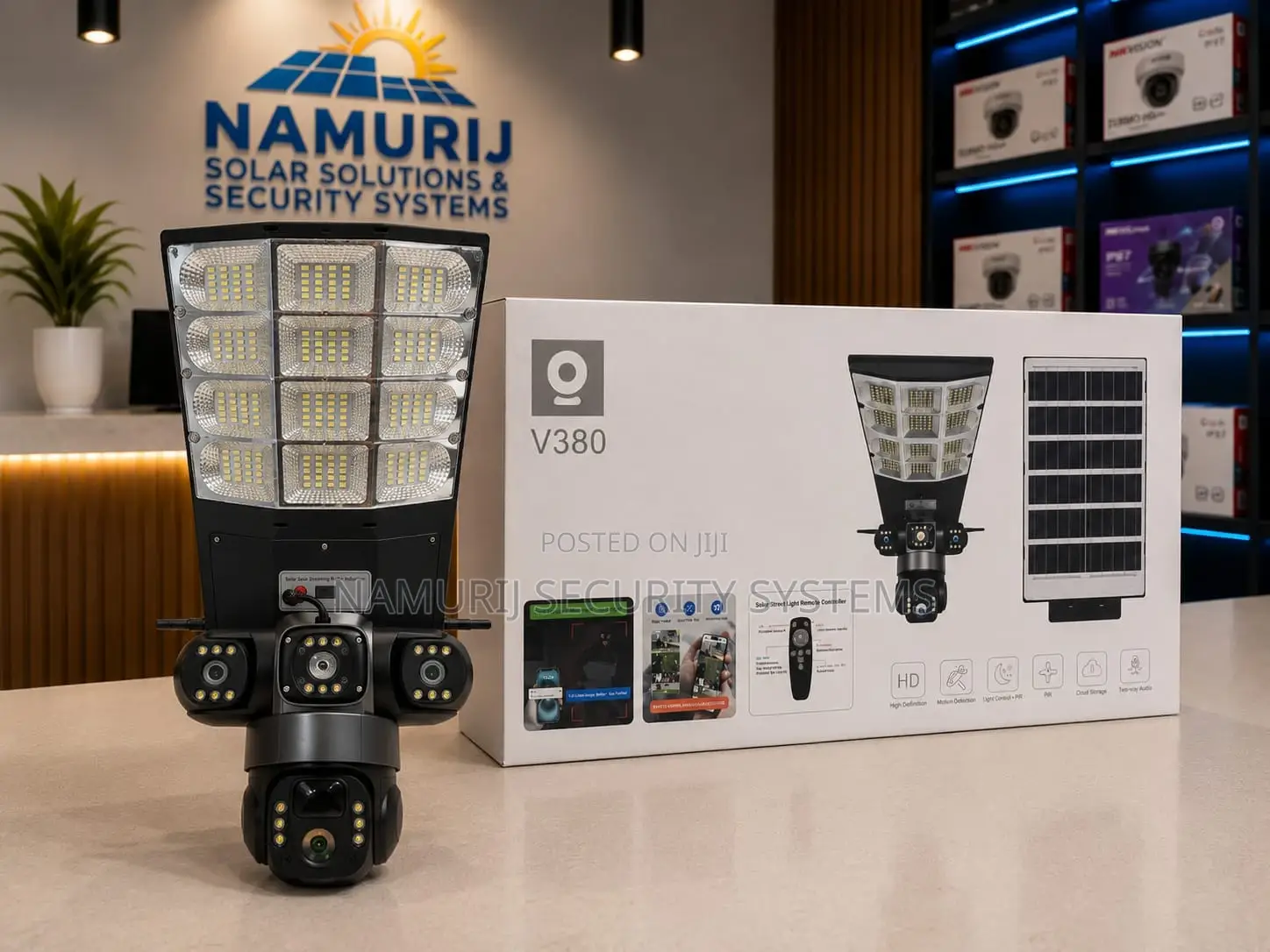 3-Lens Solar CCTV Camera With Floodlights | Outdoor Security Camera