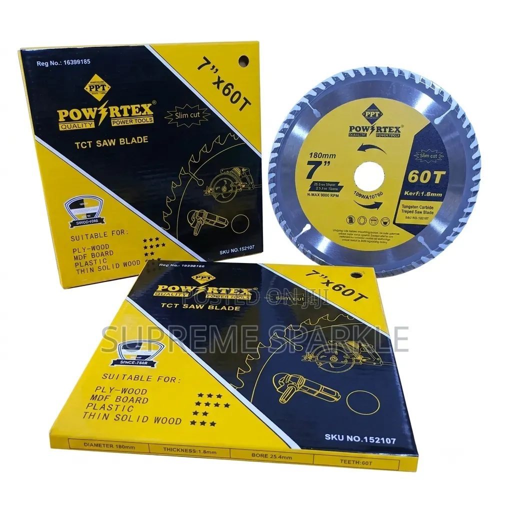 TCT Saw Blade 7" 180mm Powertex 60T TCT Wood Cutting Disc 152107