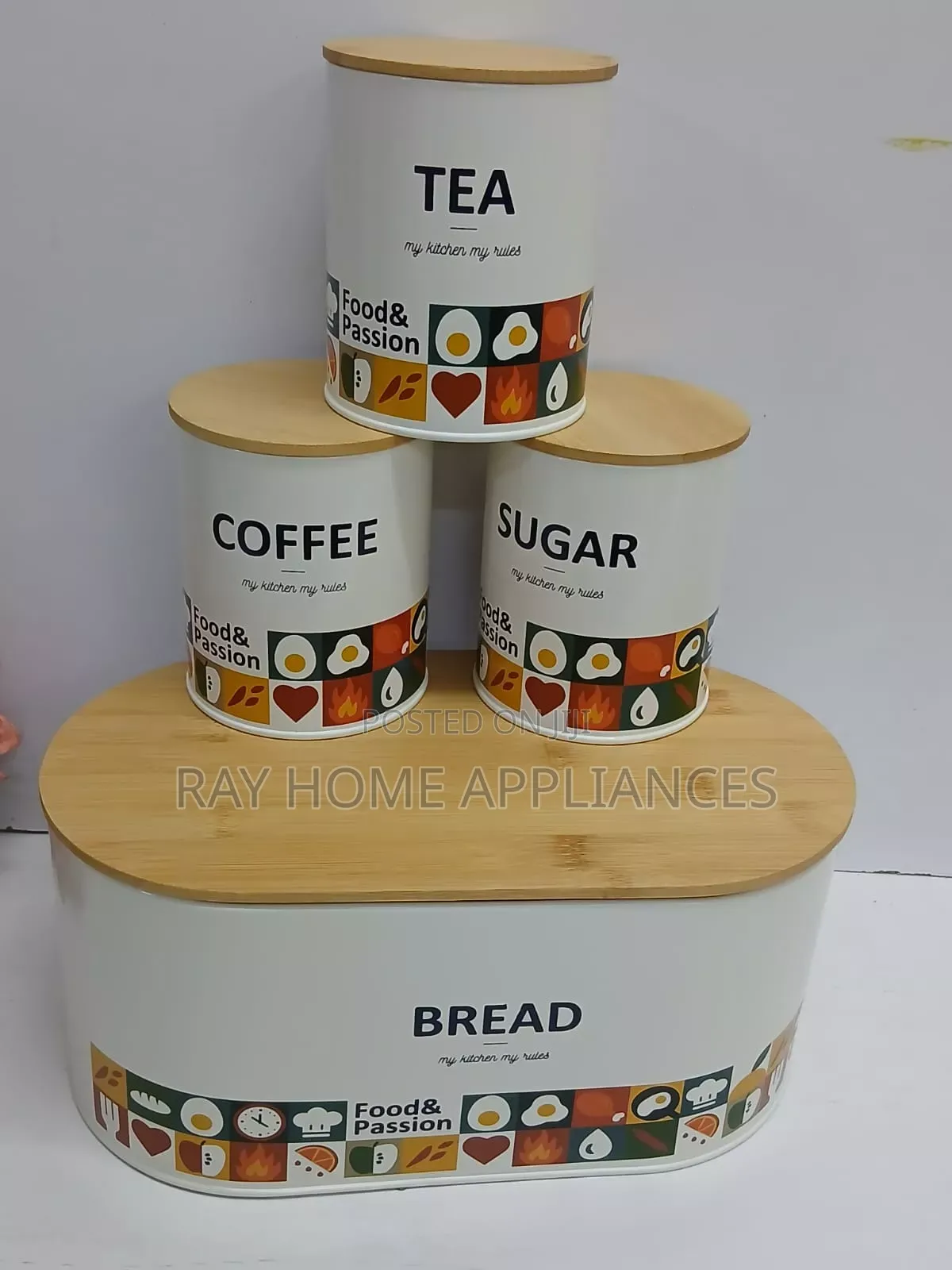 Alloy Bread Storage Bin With 3pcs Canisters in White, Cream, Grey