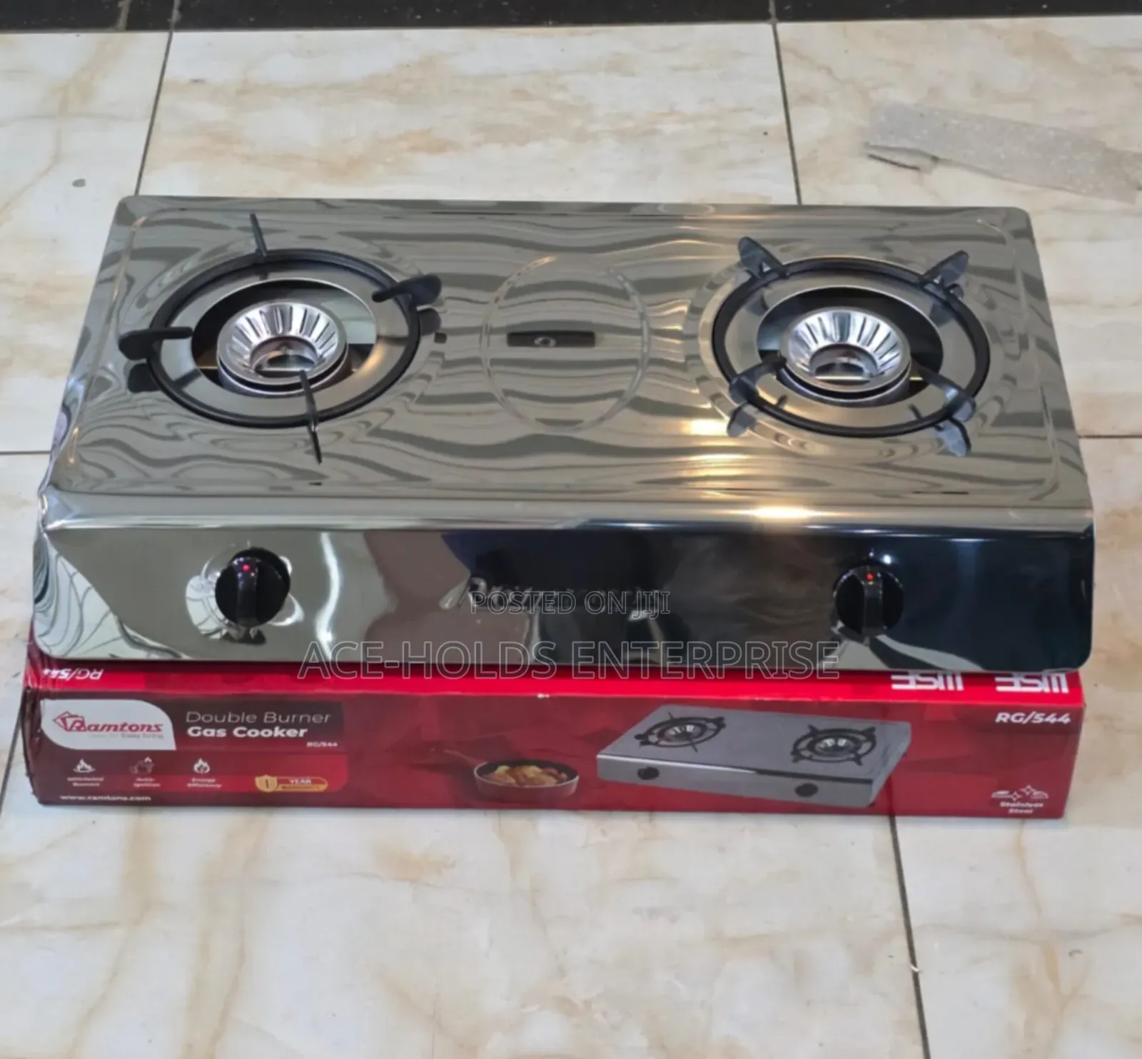 Ramtons RG/544 2-Burner Stainless Steel Gas Cooker, Compact Powerful
