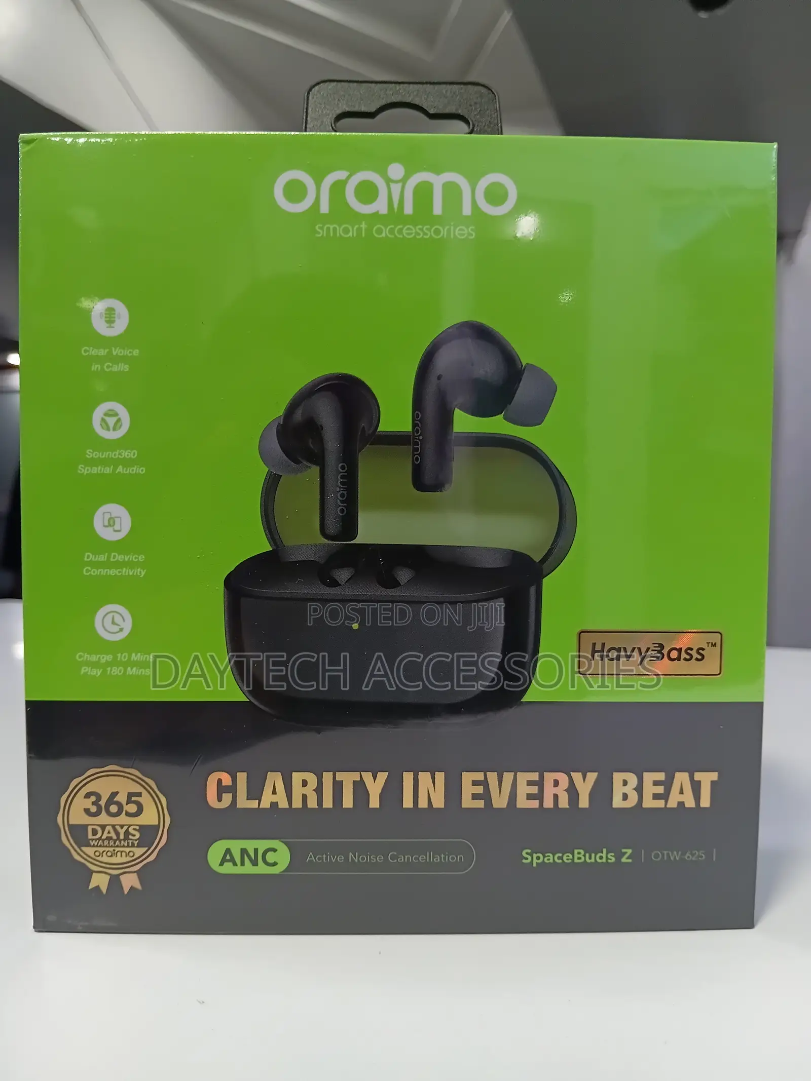 Oraimo SpaceBuds Z (OTW-625) ANC True Wireless Earphones - Black