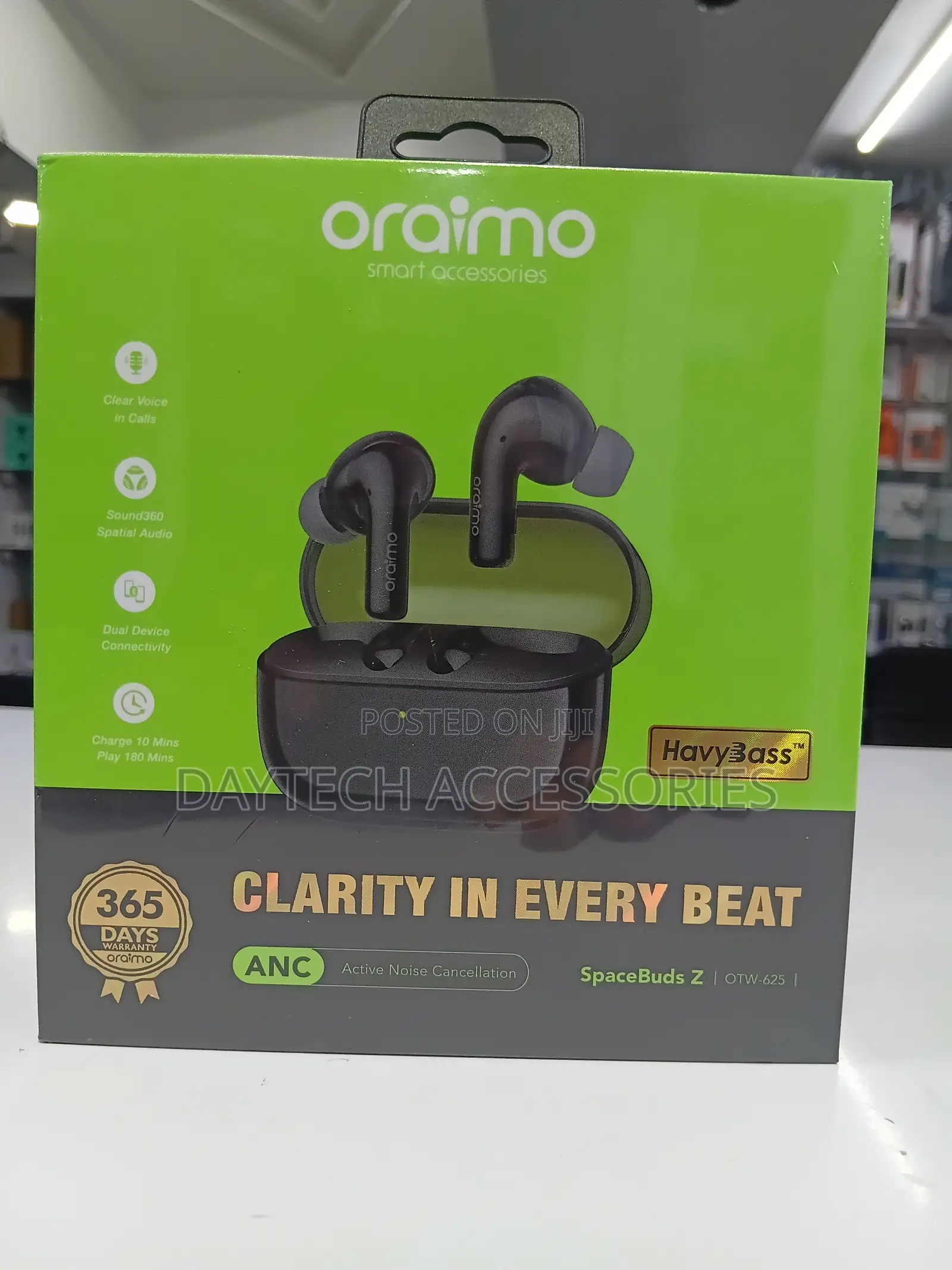 Oraimo SpaceBuds Z (OTW-625) ANC True Wireless Earphones - Black