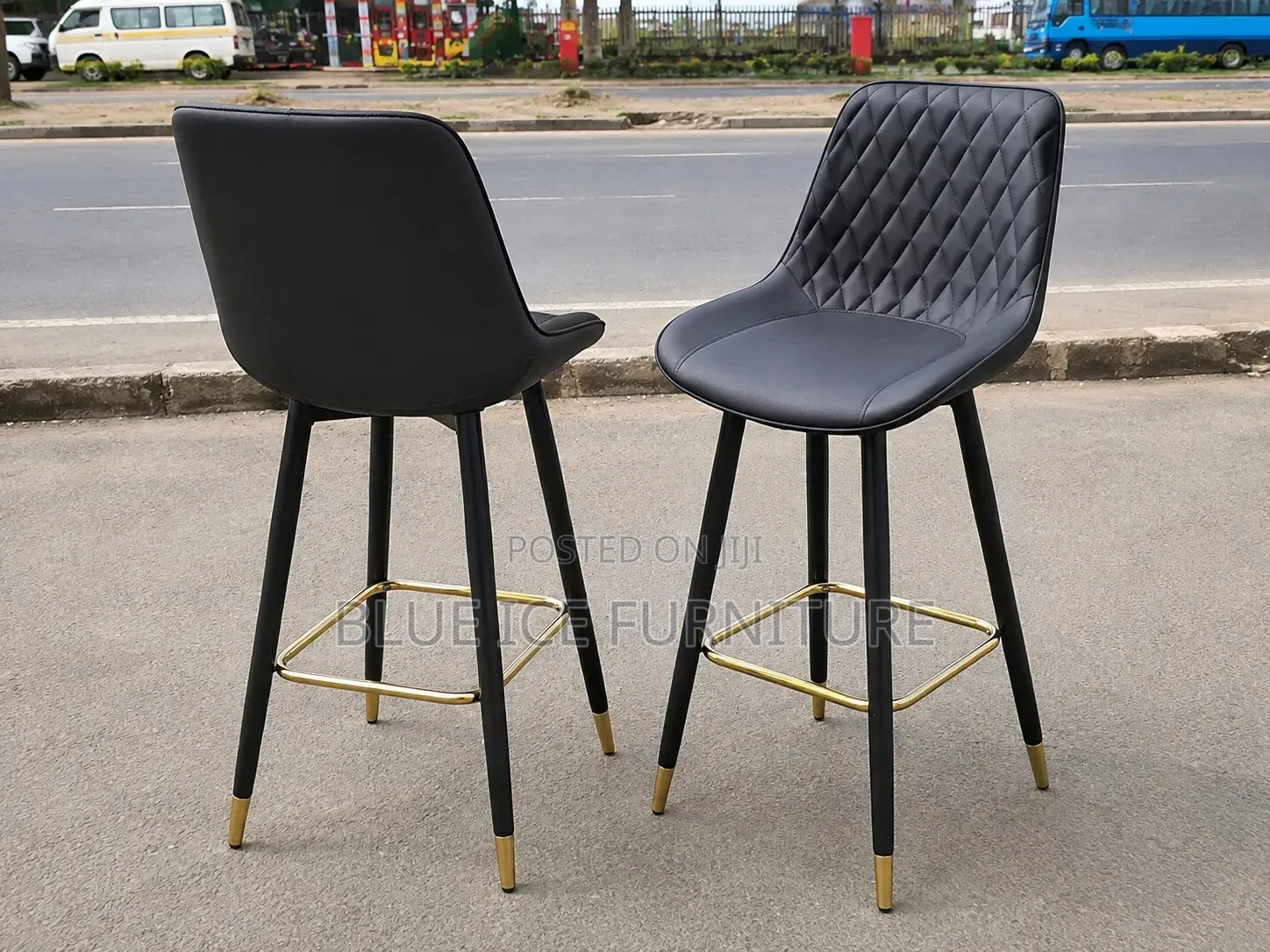 Bar Stool;Modern Black Bar Stool Chair With Gold Footrest