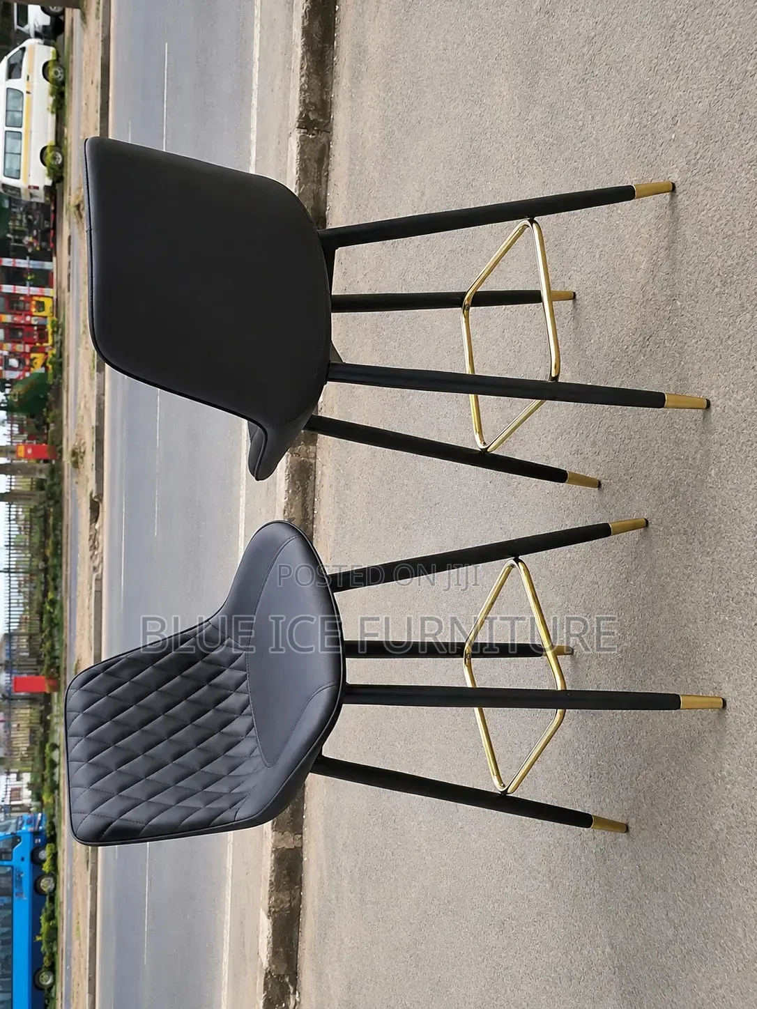 Bar Stool;Modern Black Bar Stool Chair With Gold Footrest