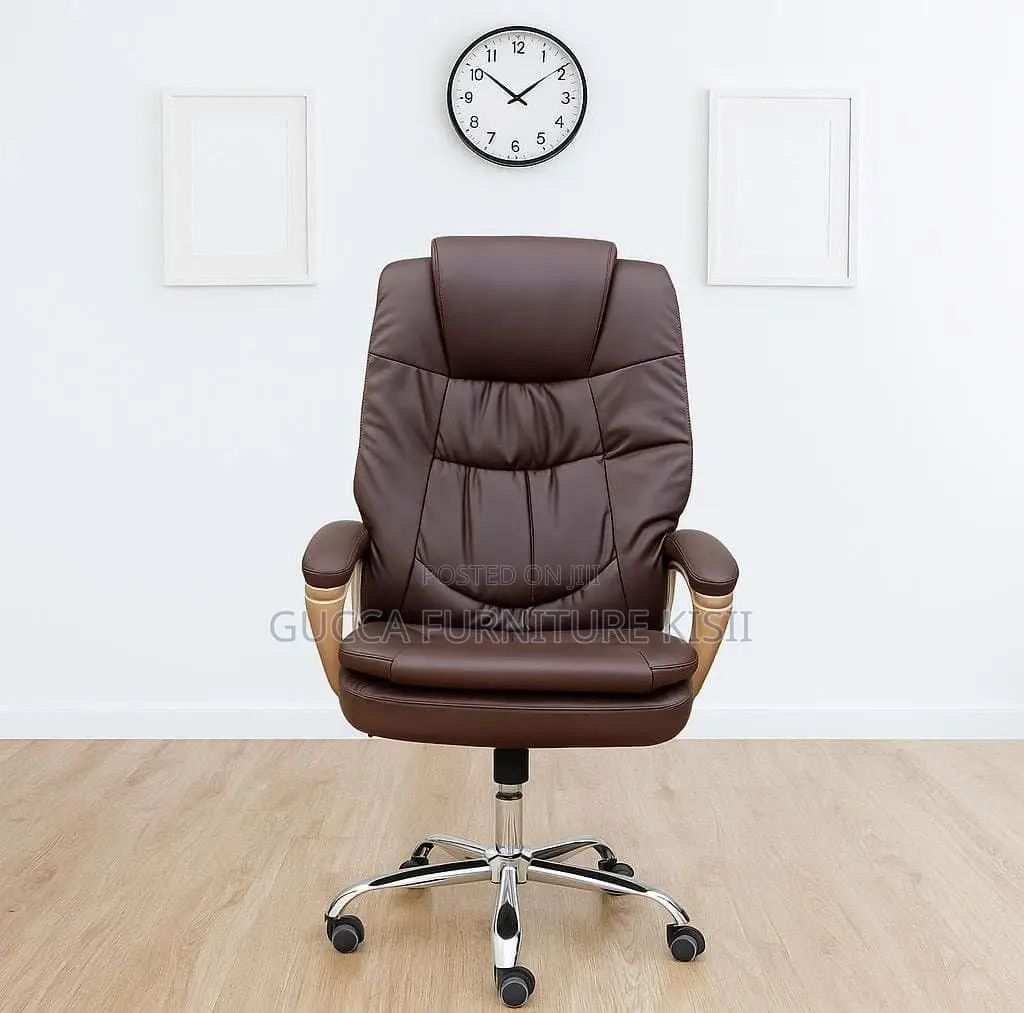 Office Chair; Brown Leather Office Chair