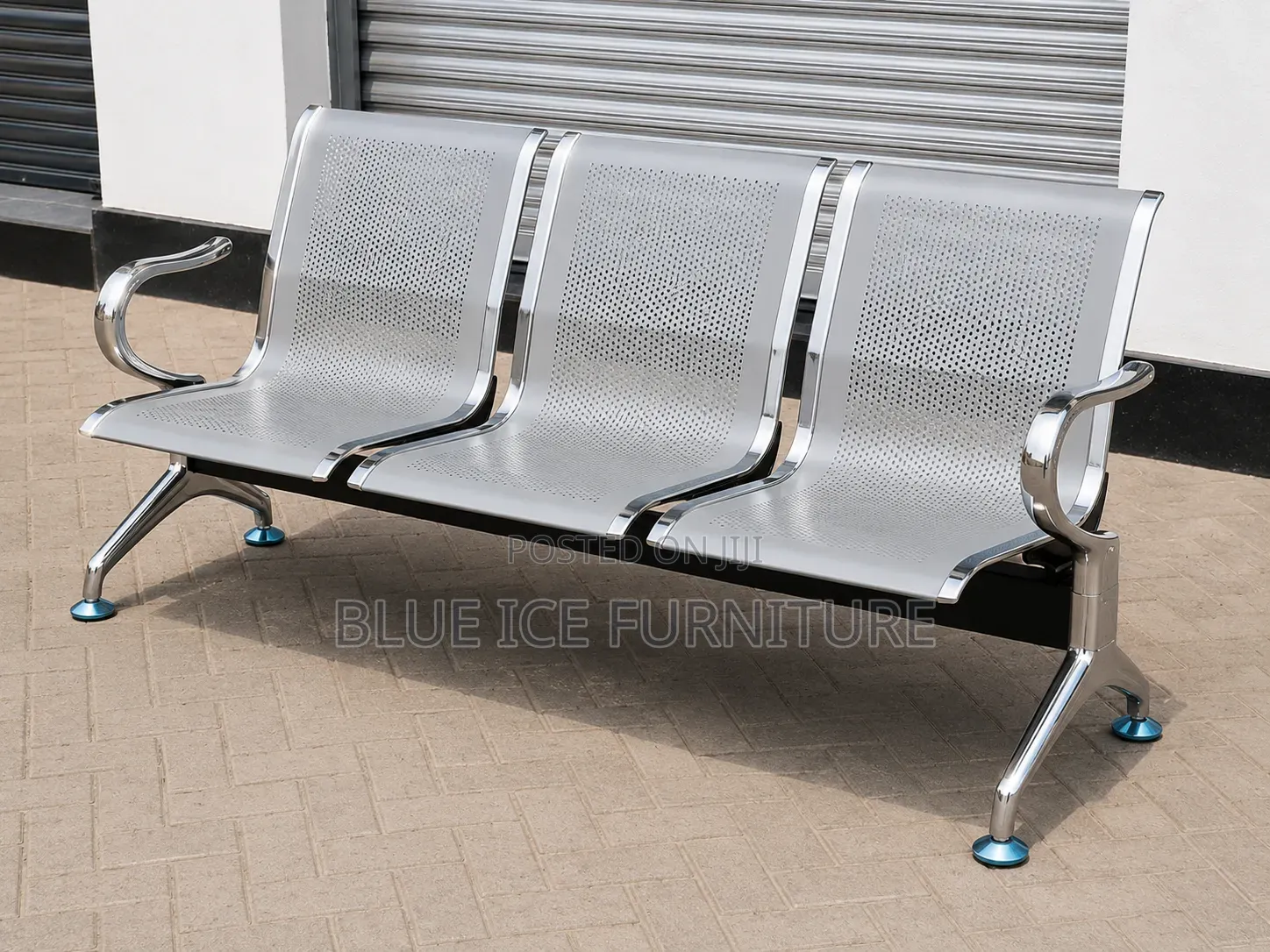 Office Chair:Silver Office 3 Seater Guest Chair