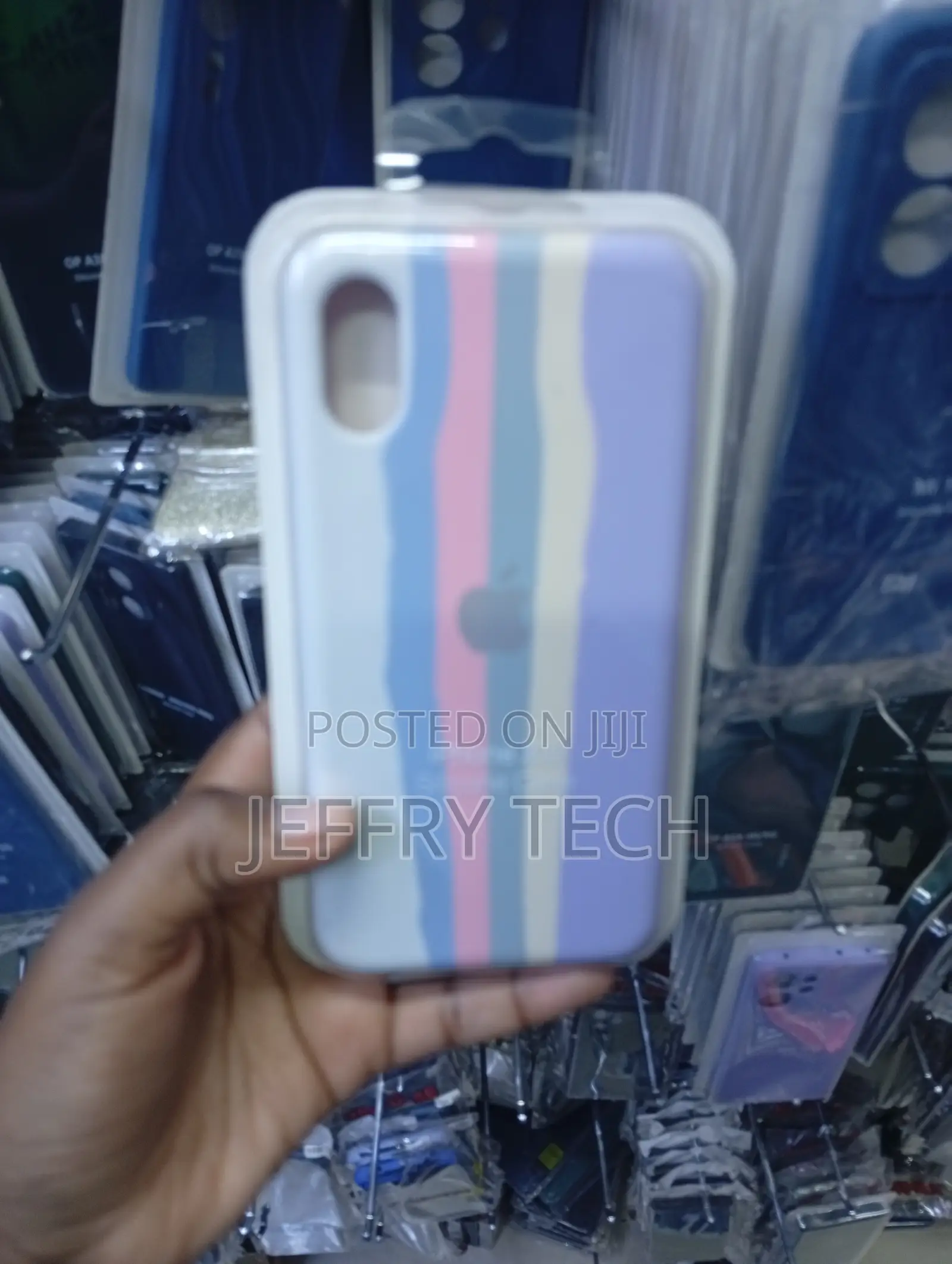 Pastel-Striped Silicone Case Designed for the iPhone XR.