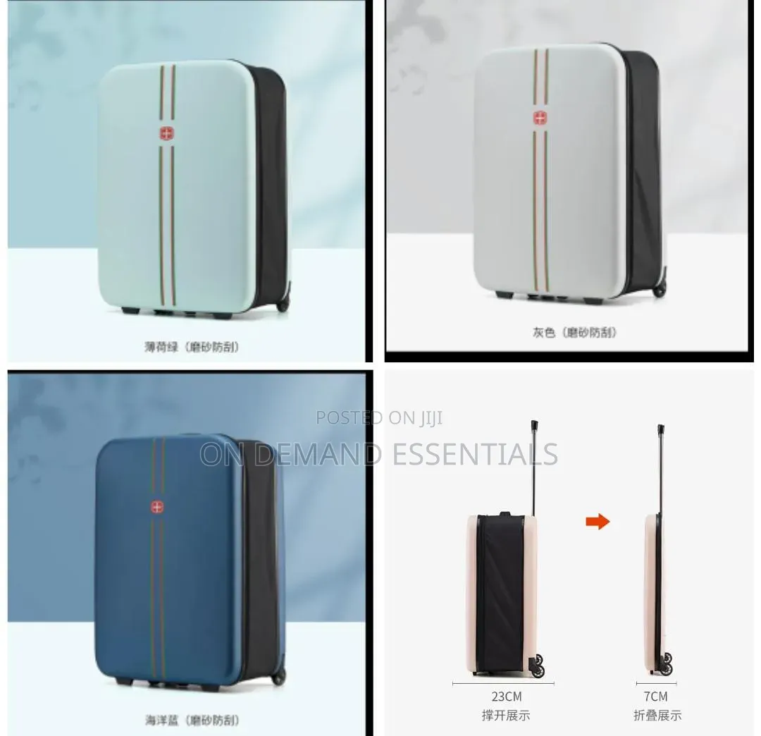 Collapsible Travel Luggage Bag With Wheels Lock