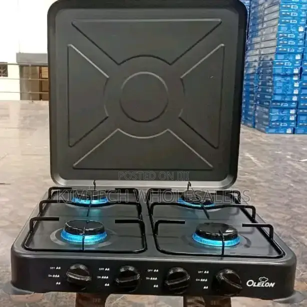 Olelon 2 Burner Gas Stove Cooker With Cover Lid