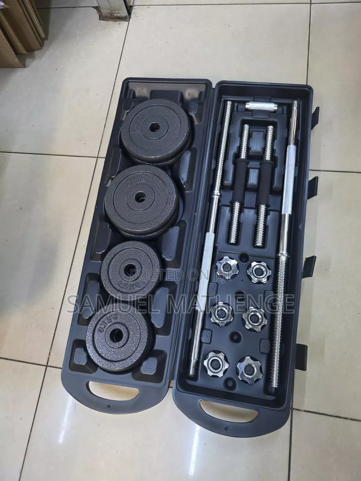 Adjustable Dumbbells 20KG Set – Cast Iron Plates, Handles Carry Case