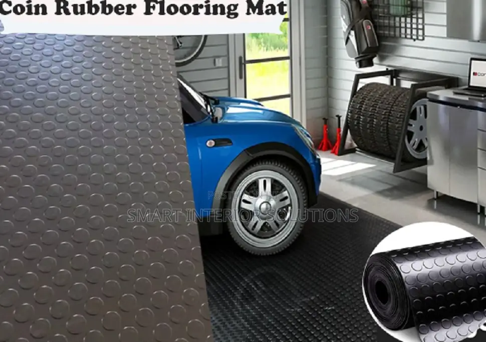 Black Rubber Coin Carpet