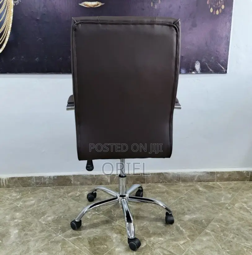 Office Chair : Brown Leather Padded Office Ergonomic Chair