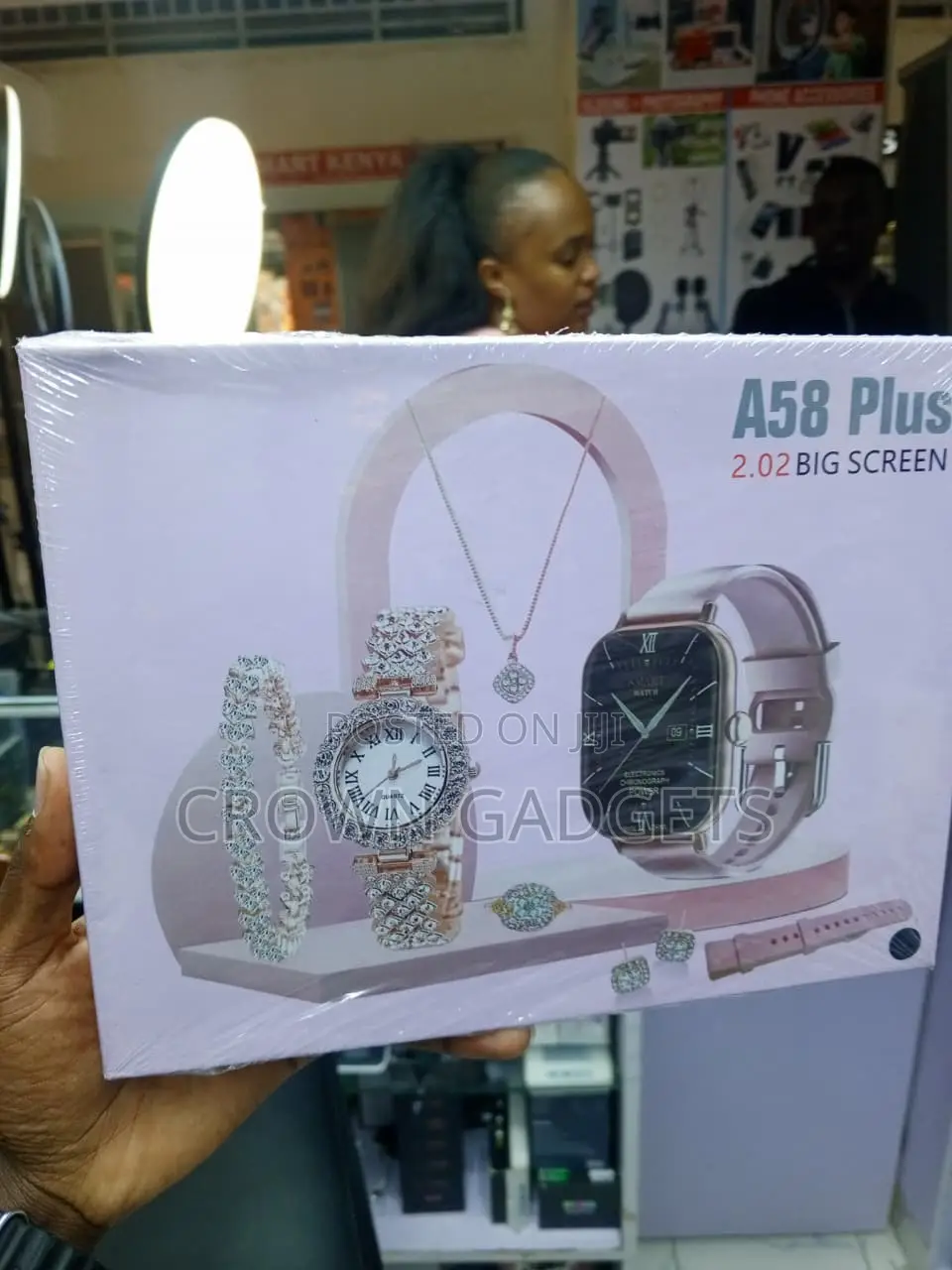 A58 Plus Bluetooth Calling Smartwatch 4-Piece Jewelry Set