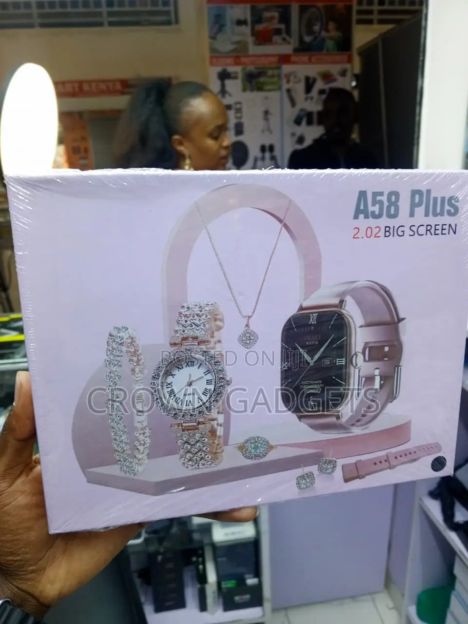 A58 Plus Bluetooth Calling Smartwatch 4-Piece Jewelry Set