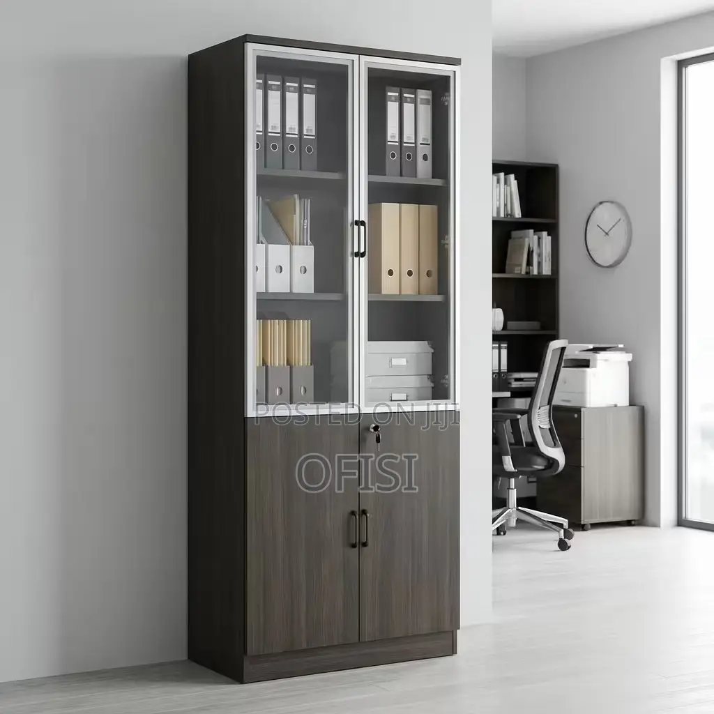 Office Cabinet; Half Glass Wooden Filing Cabinet