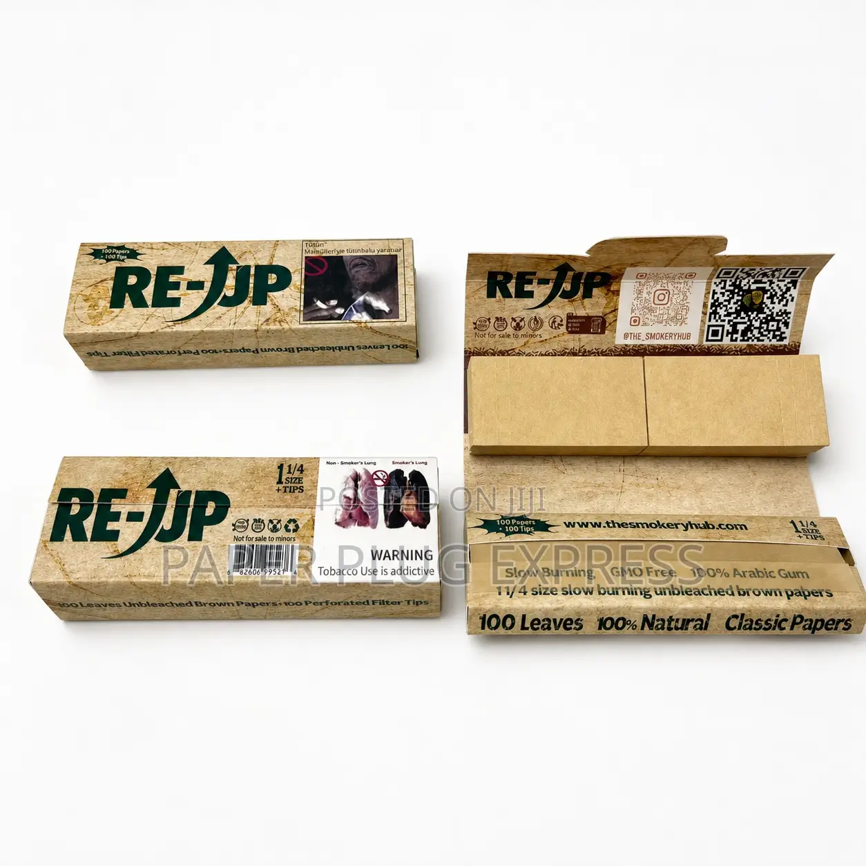RE-UP 1 1/4 Size Brown Rolling Papers - 100 Leaves + Filter Tips