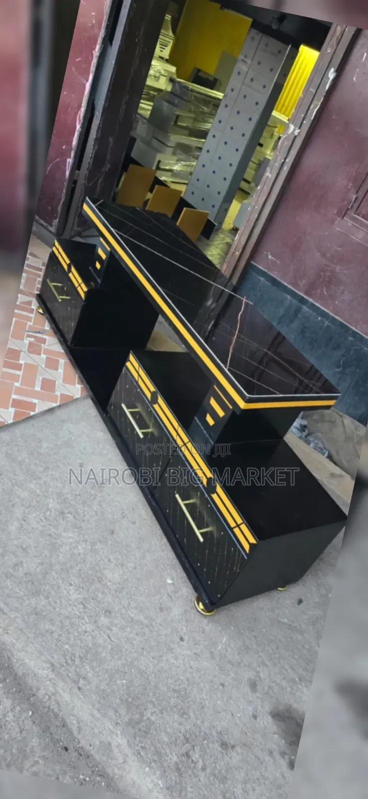 Executive TV Stand With Marble Coating and Light