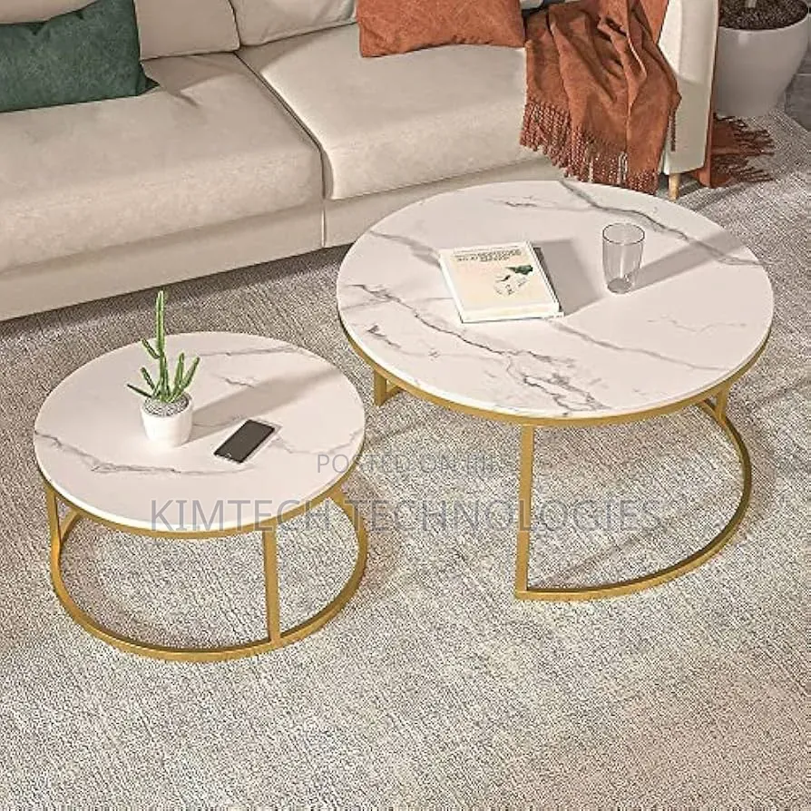 Glass Marble Effect Nesting Table