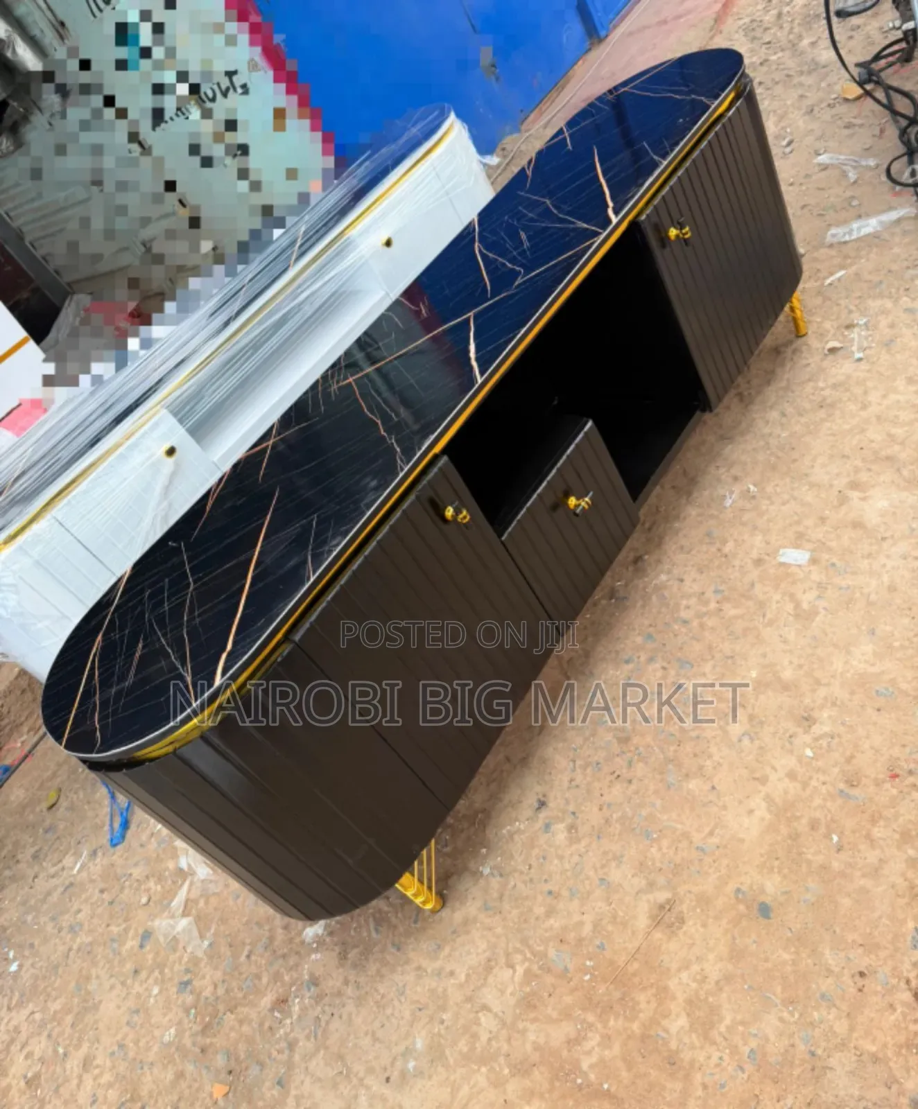 6fts Executive TV Stand With Marble Sheet Top