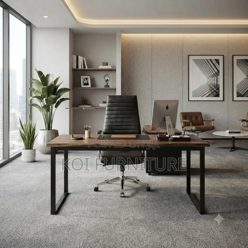 Office Chairs; Heavy Leather Cushioned High Back Office Chairs