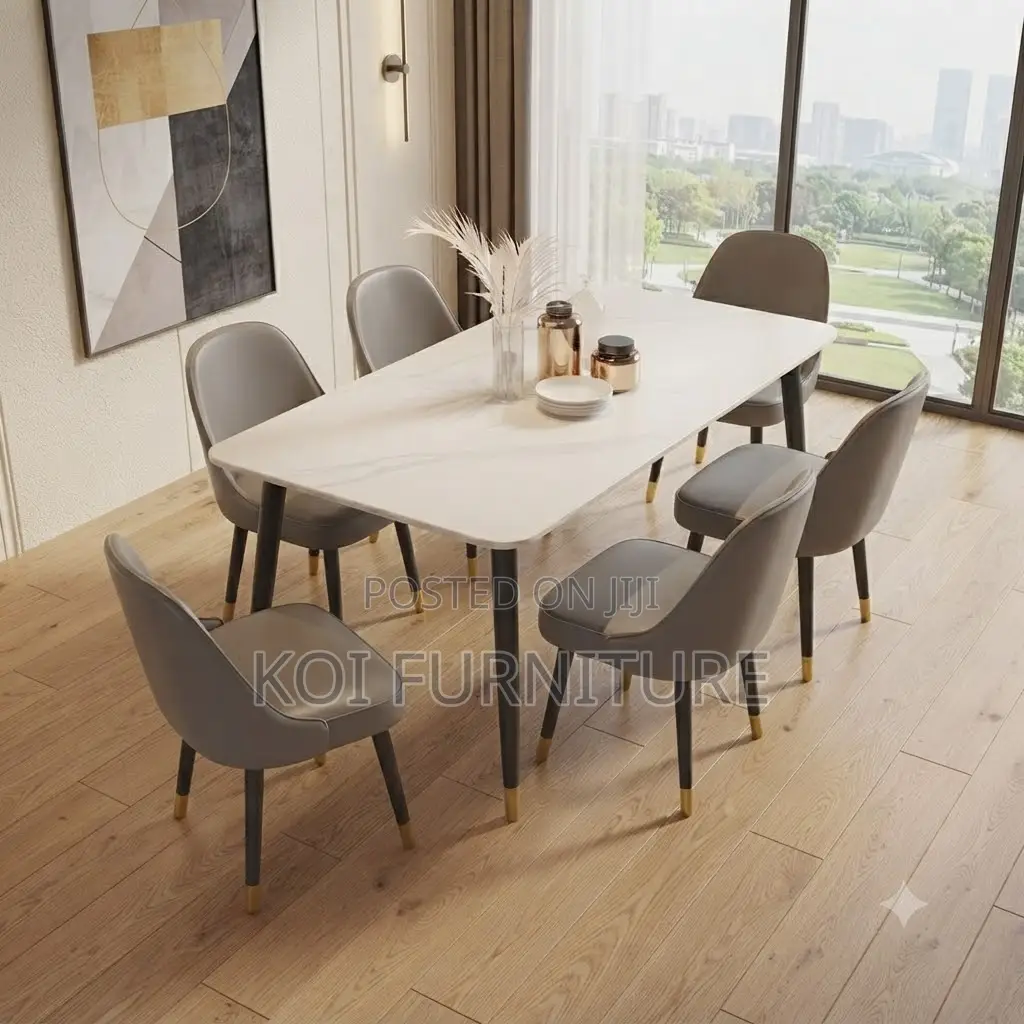 Dining Set; Four Seater Elegant Dining Set With Leather Cushion