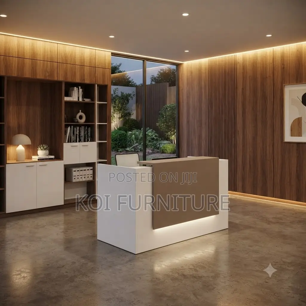 Reception Desk; 1.4 Meters Brown Front Office Receptionist Table