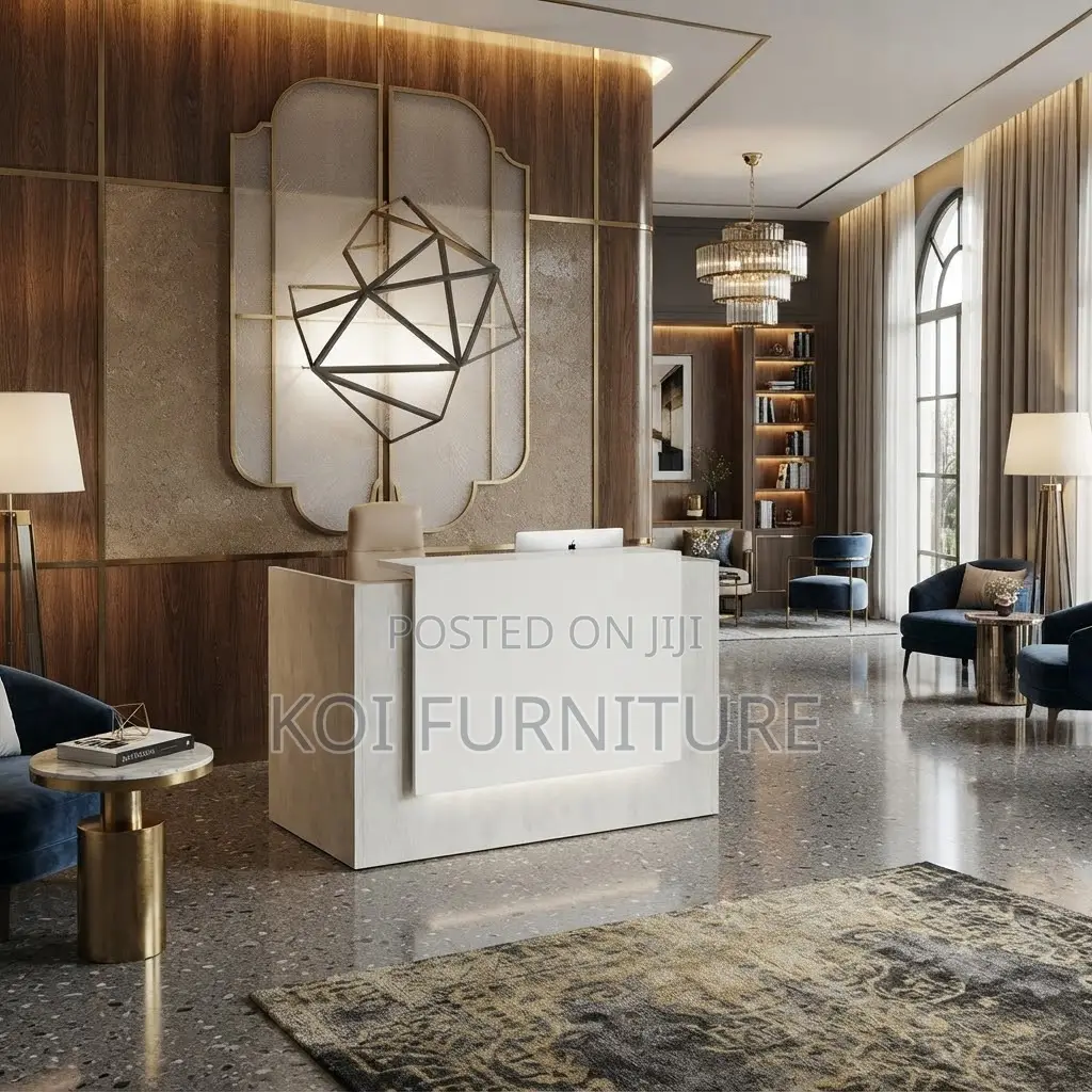 Reception Desk; 1.4 Meters Brown Front Office Receptionist Table