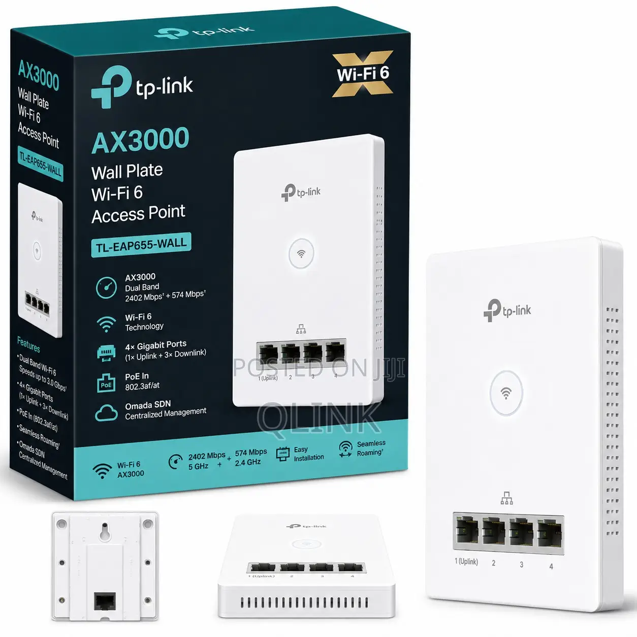 TP-Link AX3000 Wall Plate Wi-Fi 6 Access Point - TL-EAP655-WALL