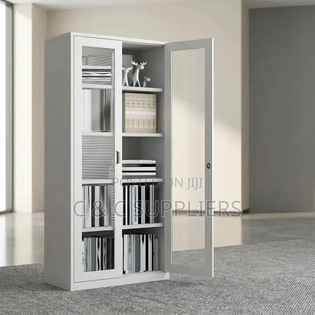 Metallic Glass Front Filling Cabinet