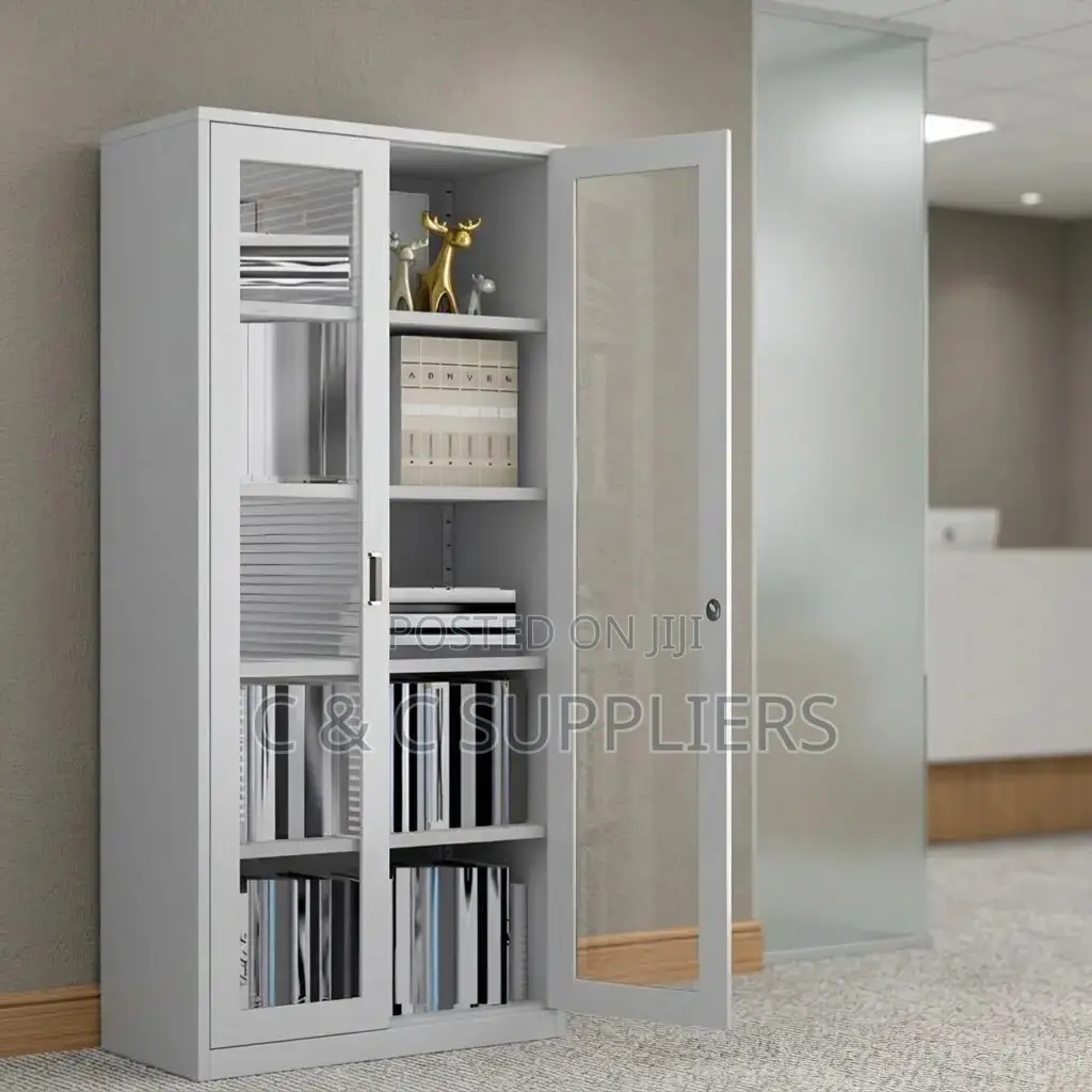 Metallic Glass Front Filling Cabinet