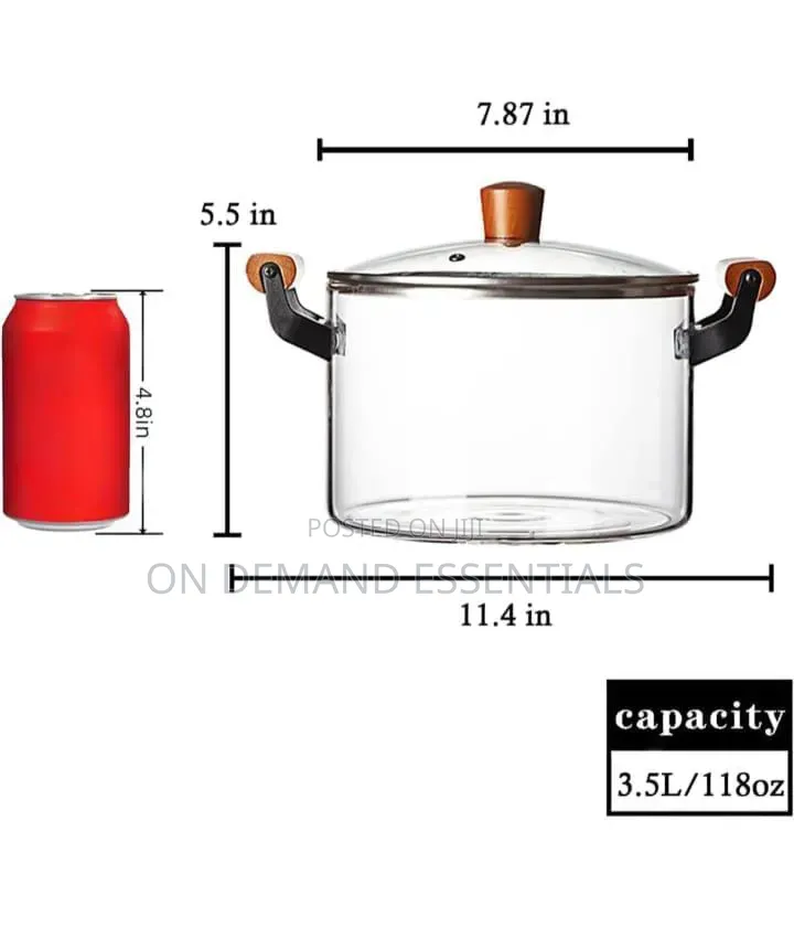 3.5L Transparent Glass Cooking Pots