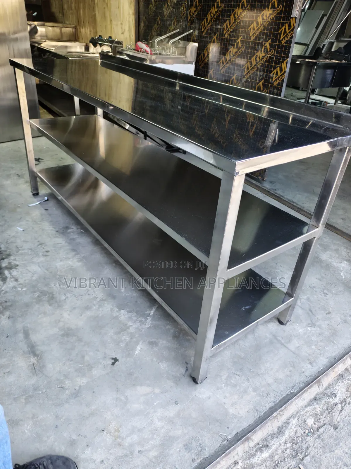 6ft Three-Tier Stainless Steel Table