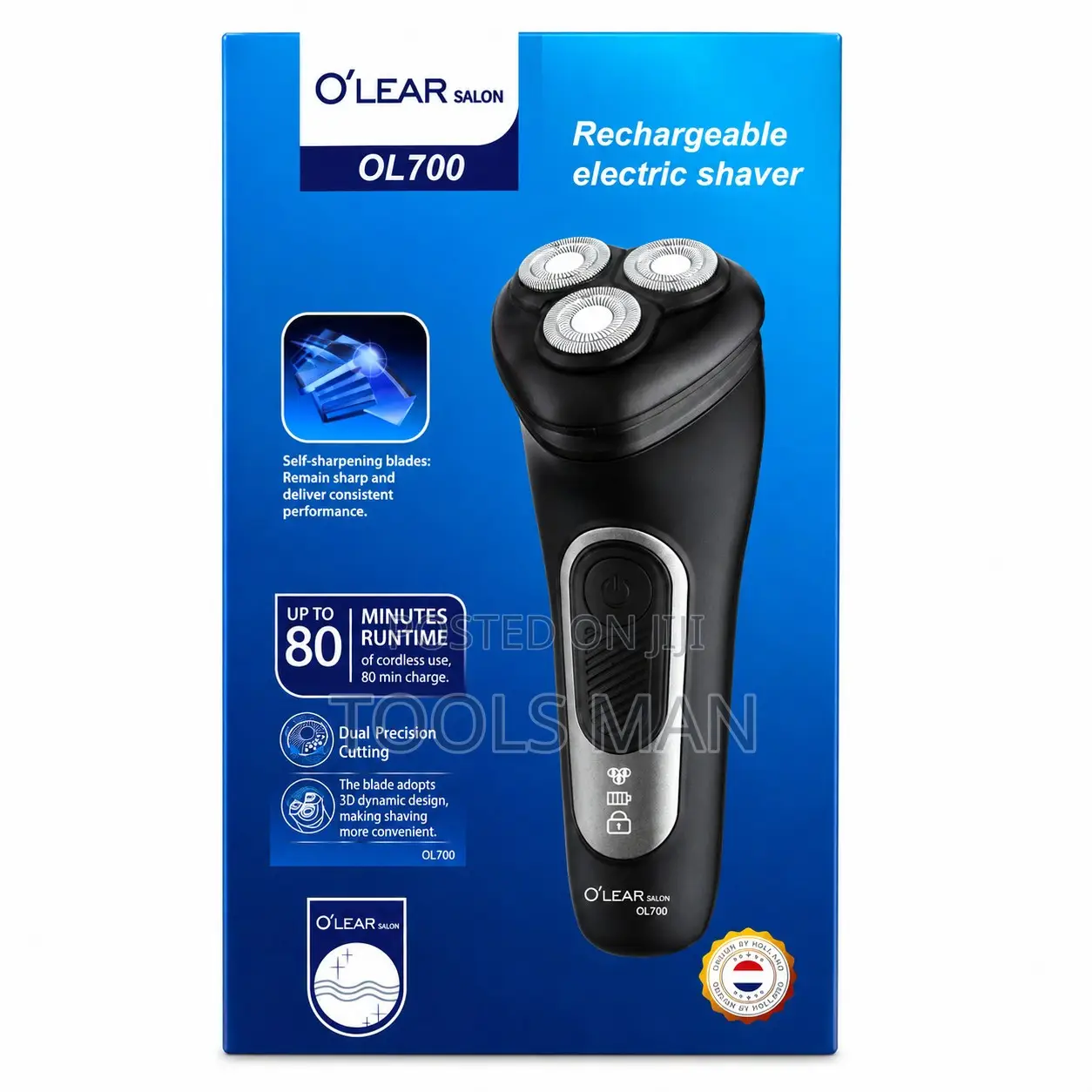 Smoother Electric Shaver O'LEAR OL700 Rechargeable 3-Head Shaving