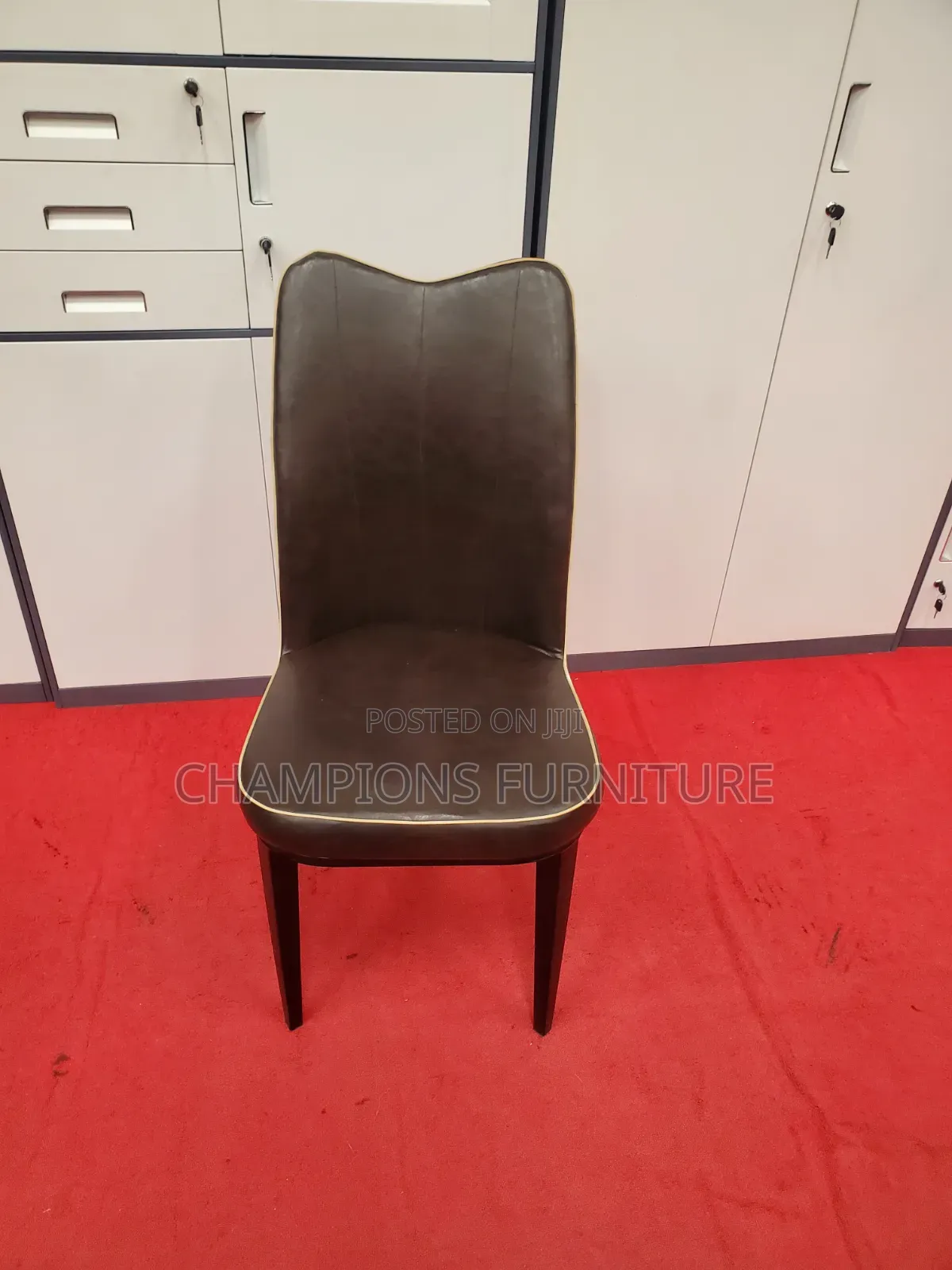Elegant Brown Leather Dining/Accent Chair