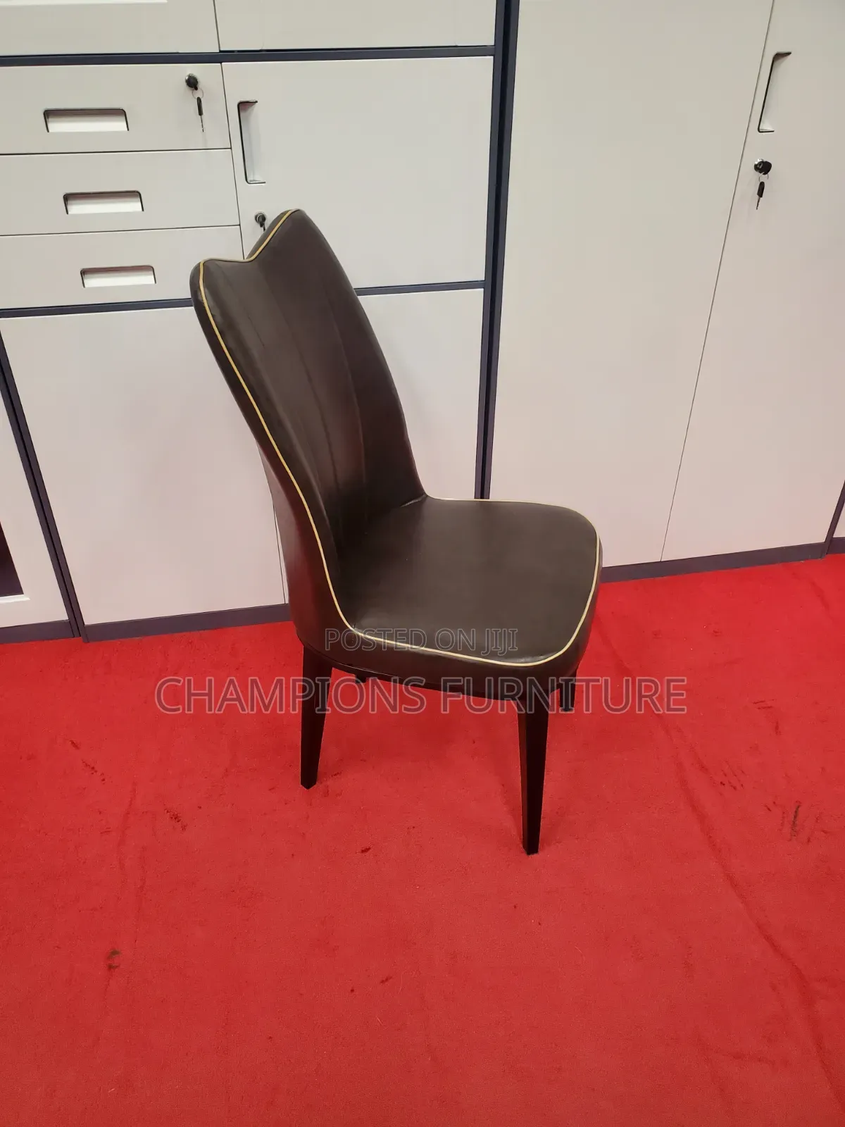 Elegant Brown Leather Dining/Accent Chair