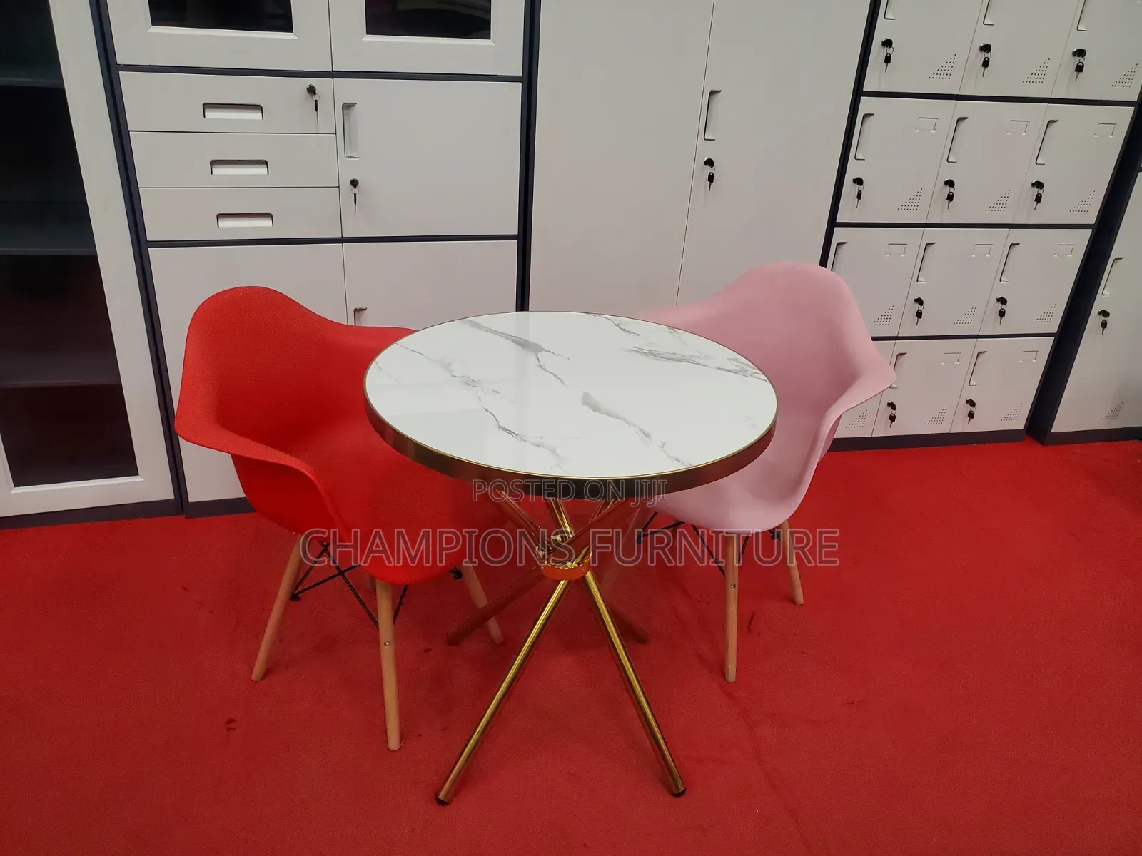 Criss-Cross Marble Table and Wide Eames Chairs Set
