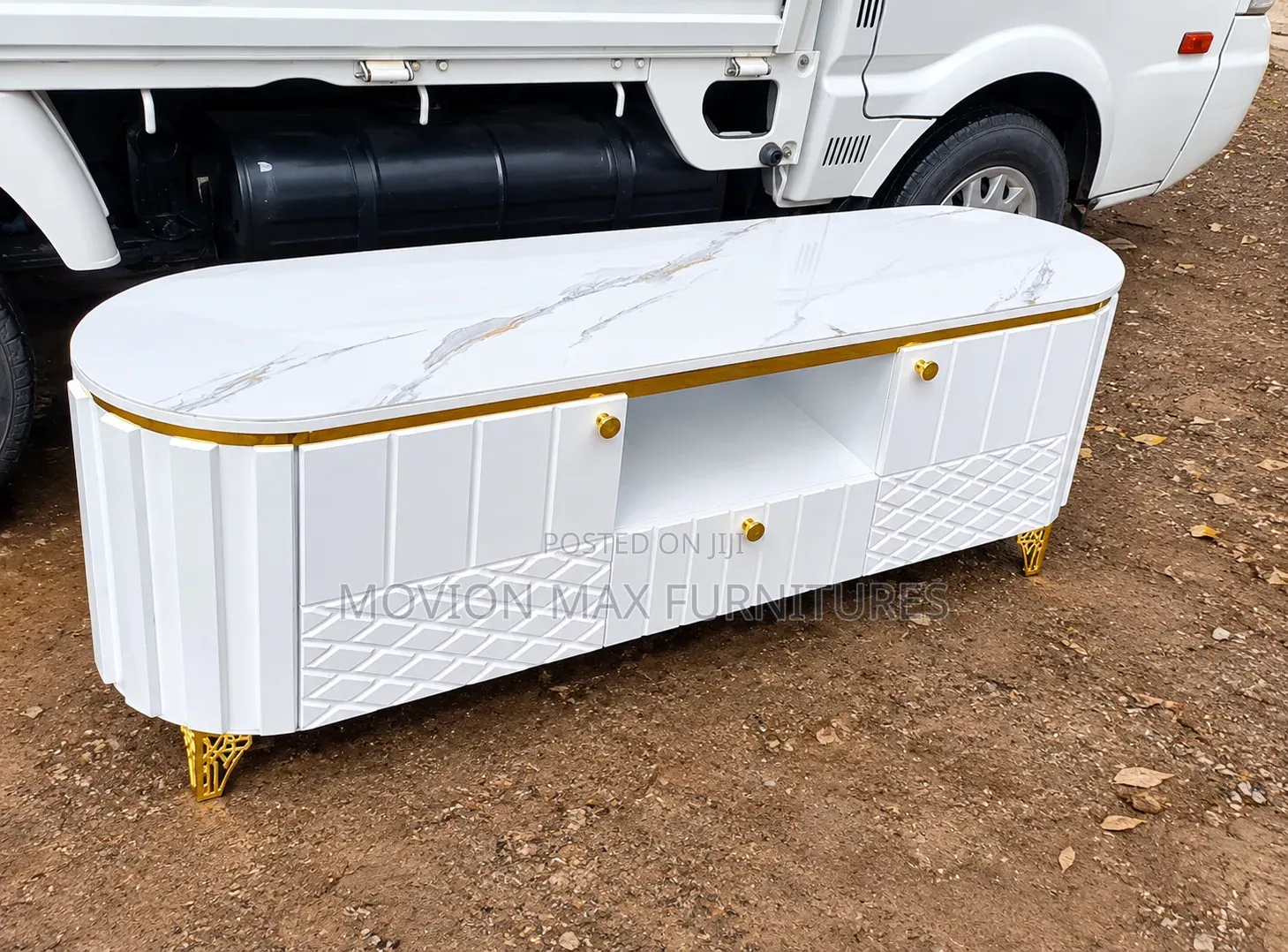 Modern Oval Marble TV Stand