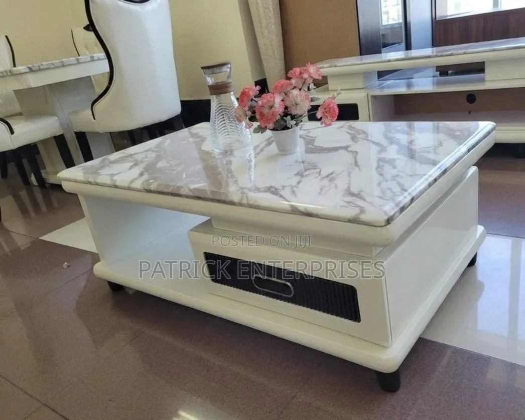 Modern Rectangular White Marble Top Coffee Table