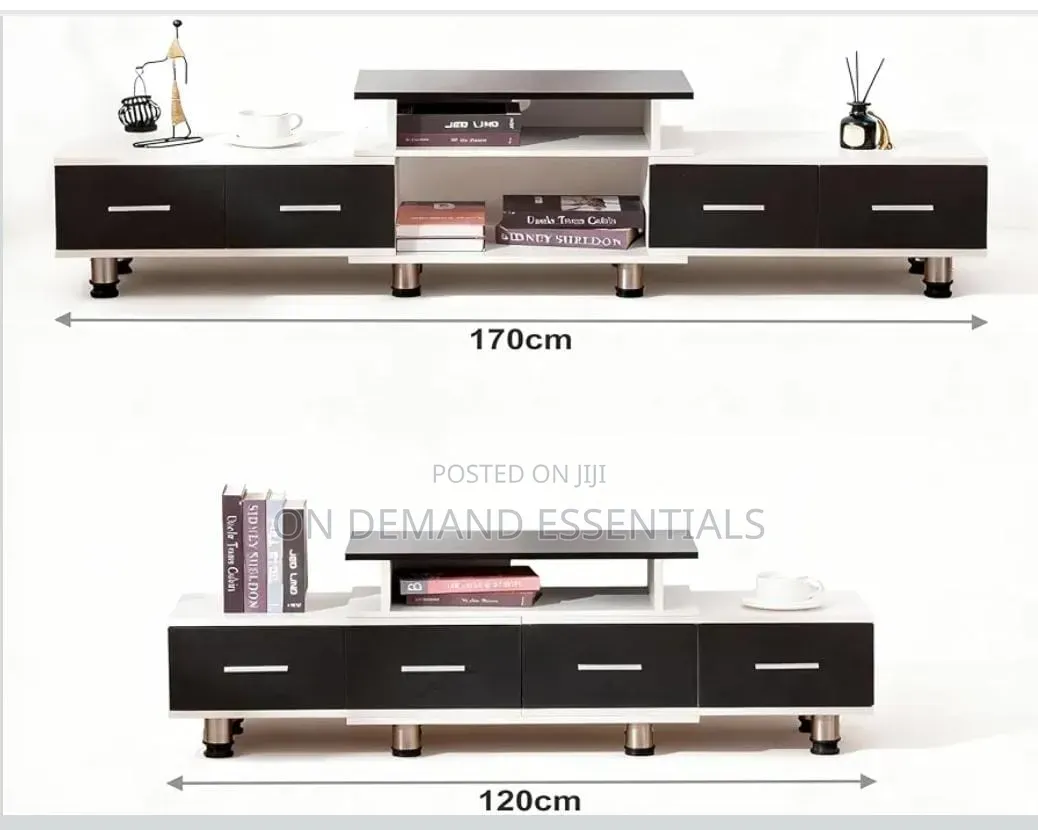Extendable TV Stand 1.2-1.7m 4 Drawers 3 Shelves Low Cabinet